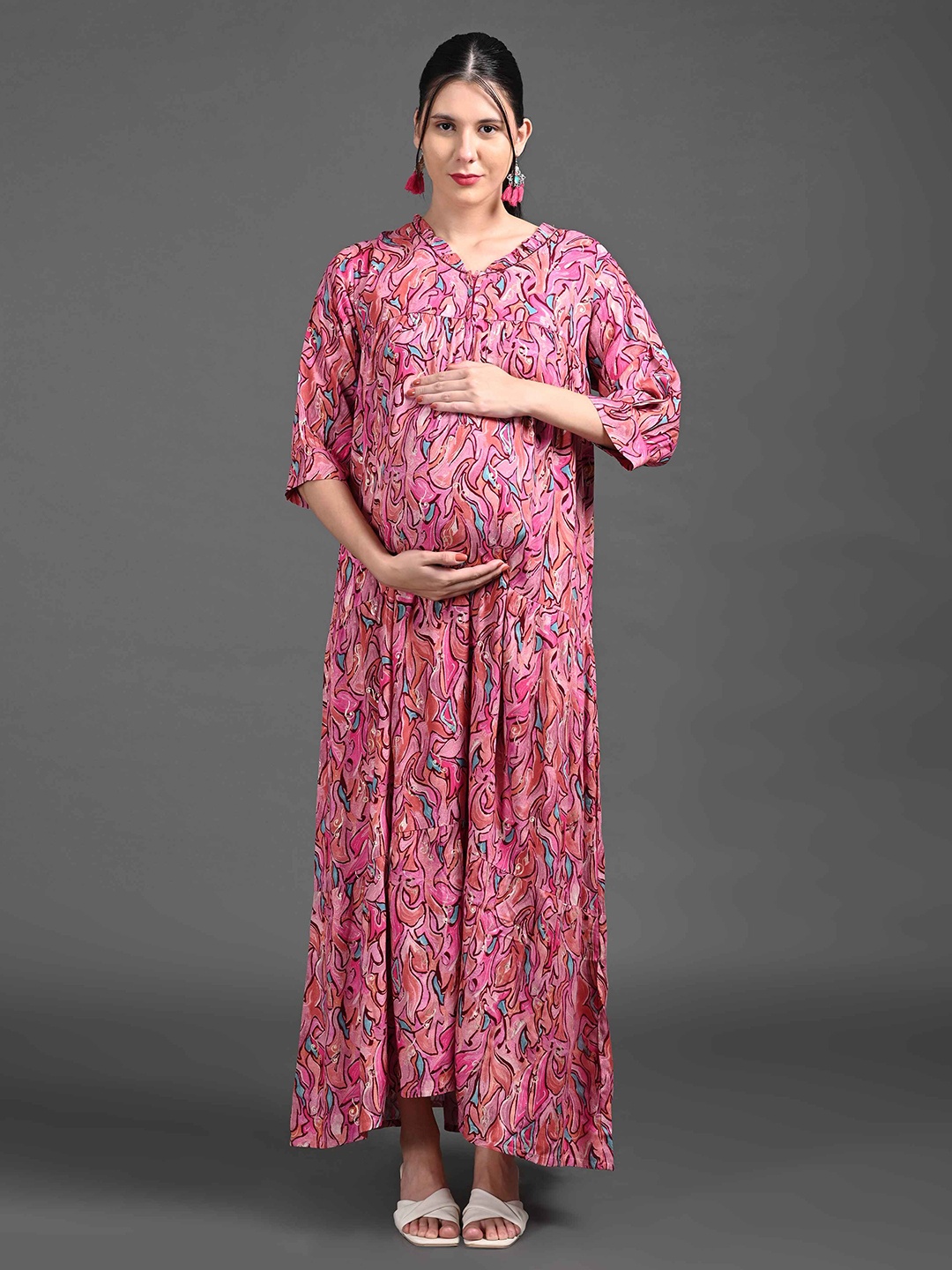 

GOLDSTROMS Printed Maternity Maxi Dress, Fuchsia