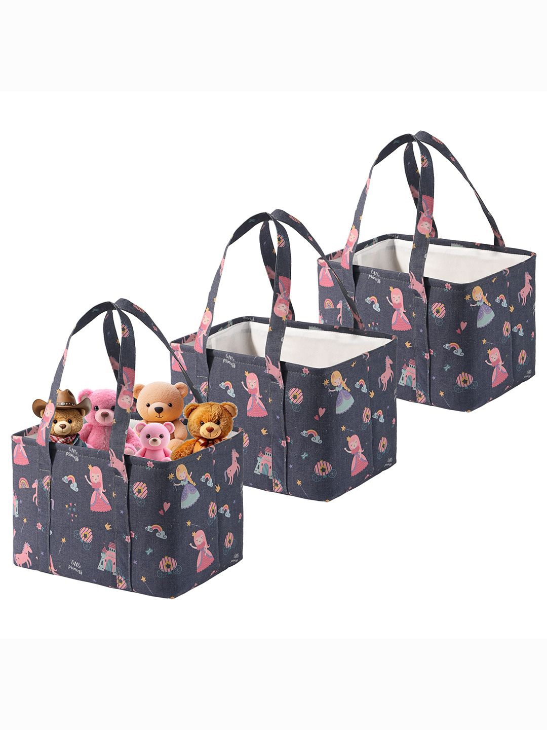 

Kuber Industries Black Set of 3 Regular Tote Basket Organisers