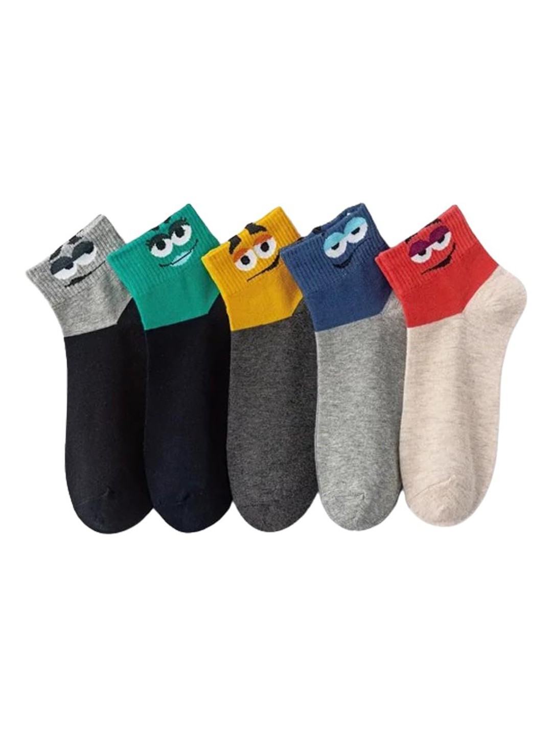 

Sockscarving Unisex Pack Of 5 Colourblocked Ankle-Length Socks, Grey