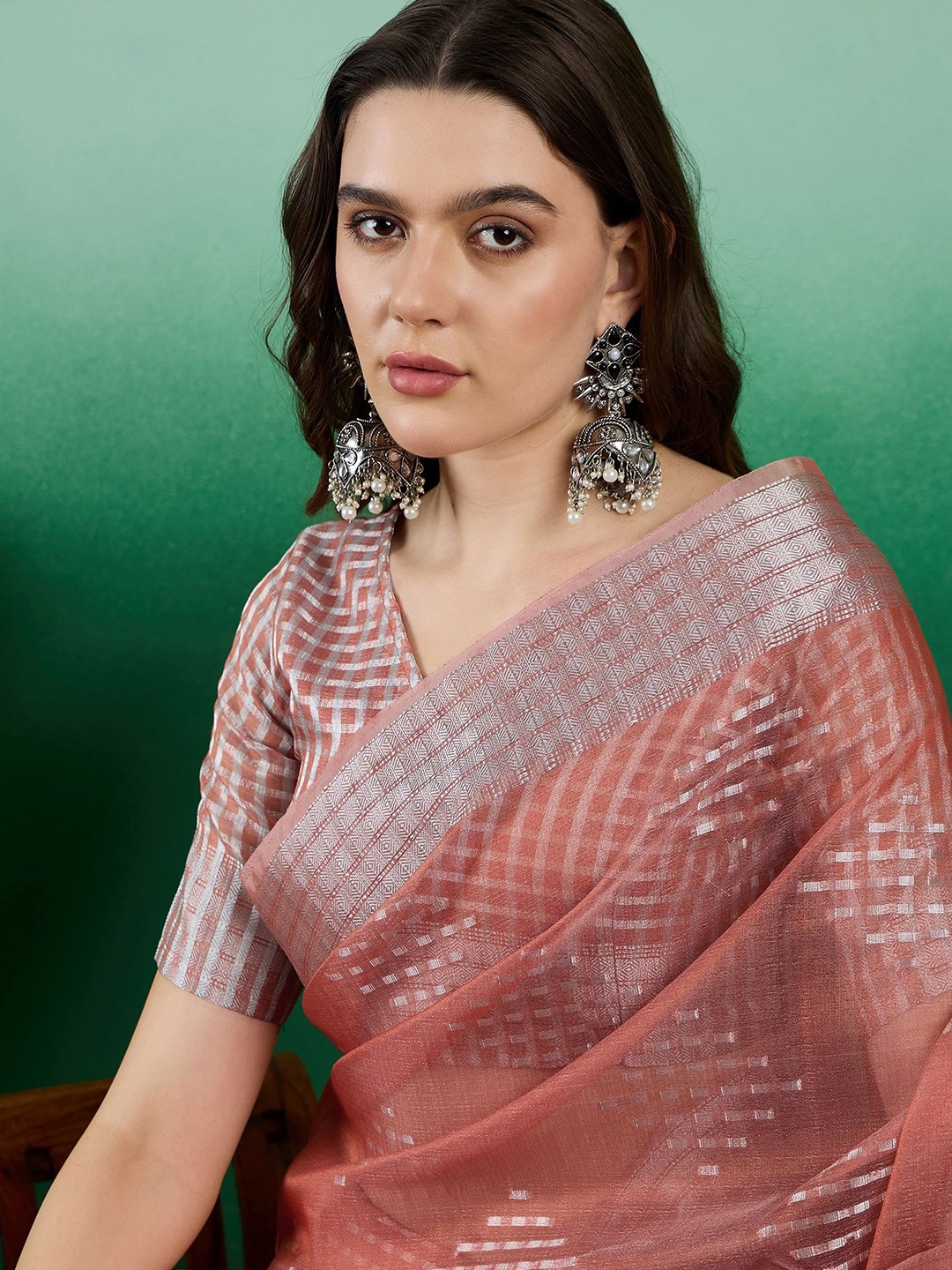 

Mitera Woven Design Zari Organza Banarasi Saree, Orange
