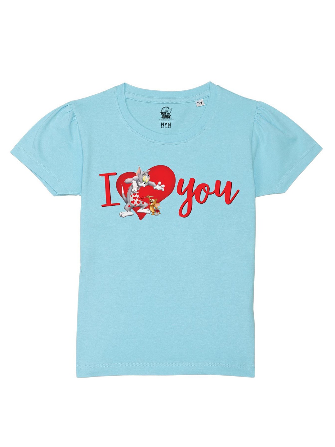 

Wear Your Mind Girls Graphic Printed Round Neck Pure Cotton Tom & Jerry T-shirt, Blue