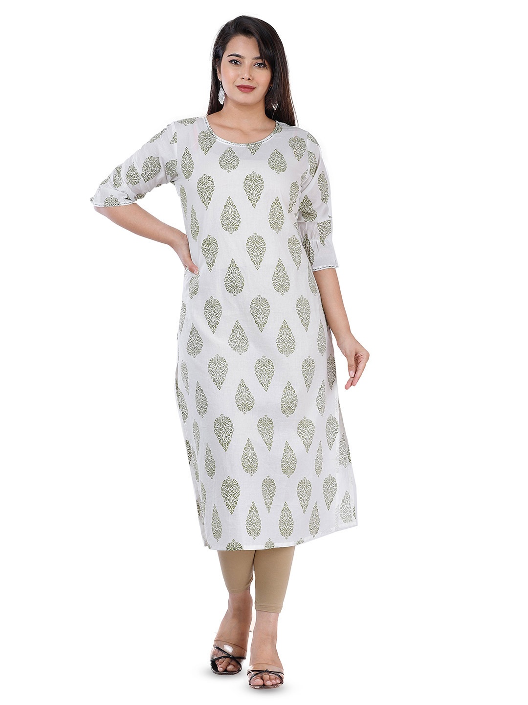 

Aarti Fashion Women Floral Printed Straight Fit Kurta, White