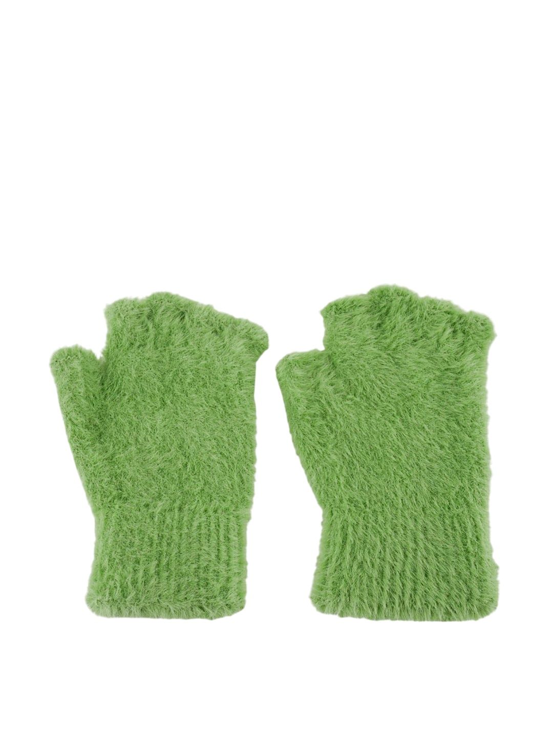 

Bharatasya Girls Fur Warm Soft Half Finger Winter Gloves, Green