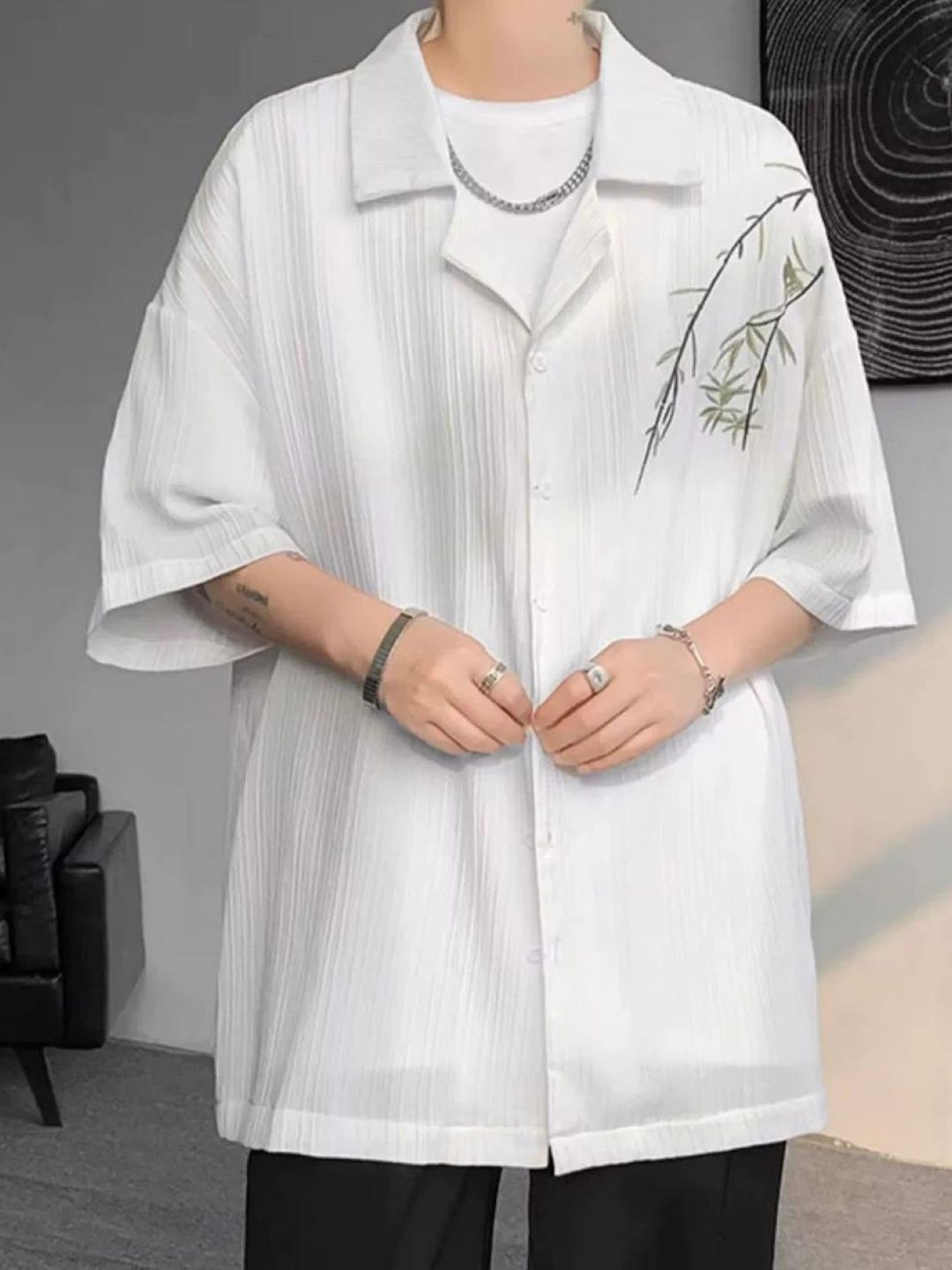 

HERE&NOW Men Original Abstract Printed Opaque Casual Shirt, White