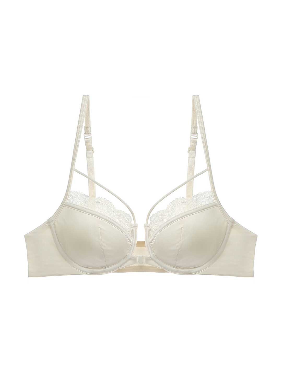 

LULU & SKY Women Half Coverage Front Open Push-Up Bra, White