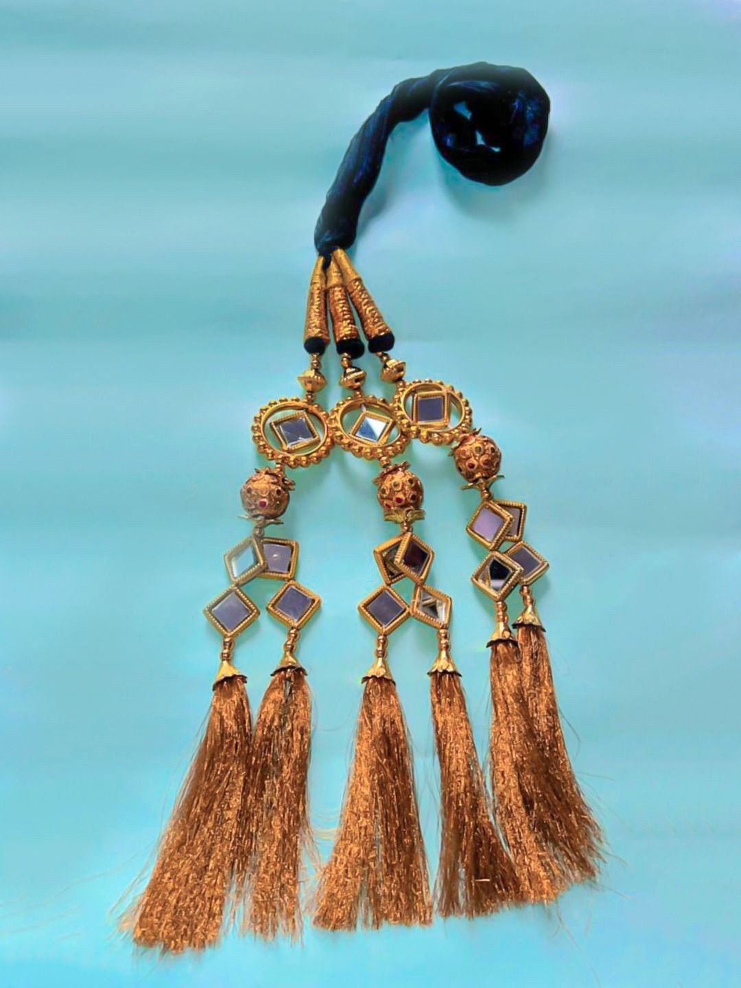 

KRENOZ Women Patiala Bridal Paranda/Parandi Hair Accessory Set, Gold
