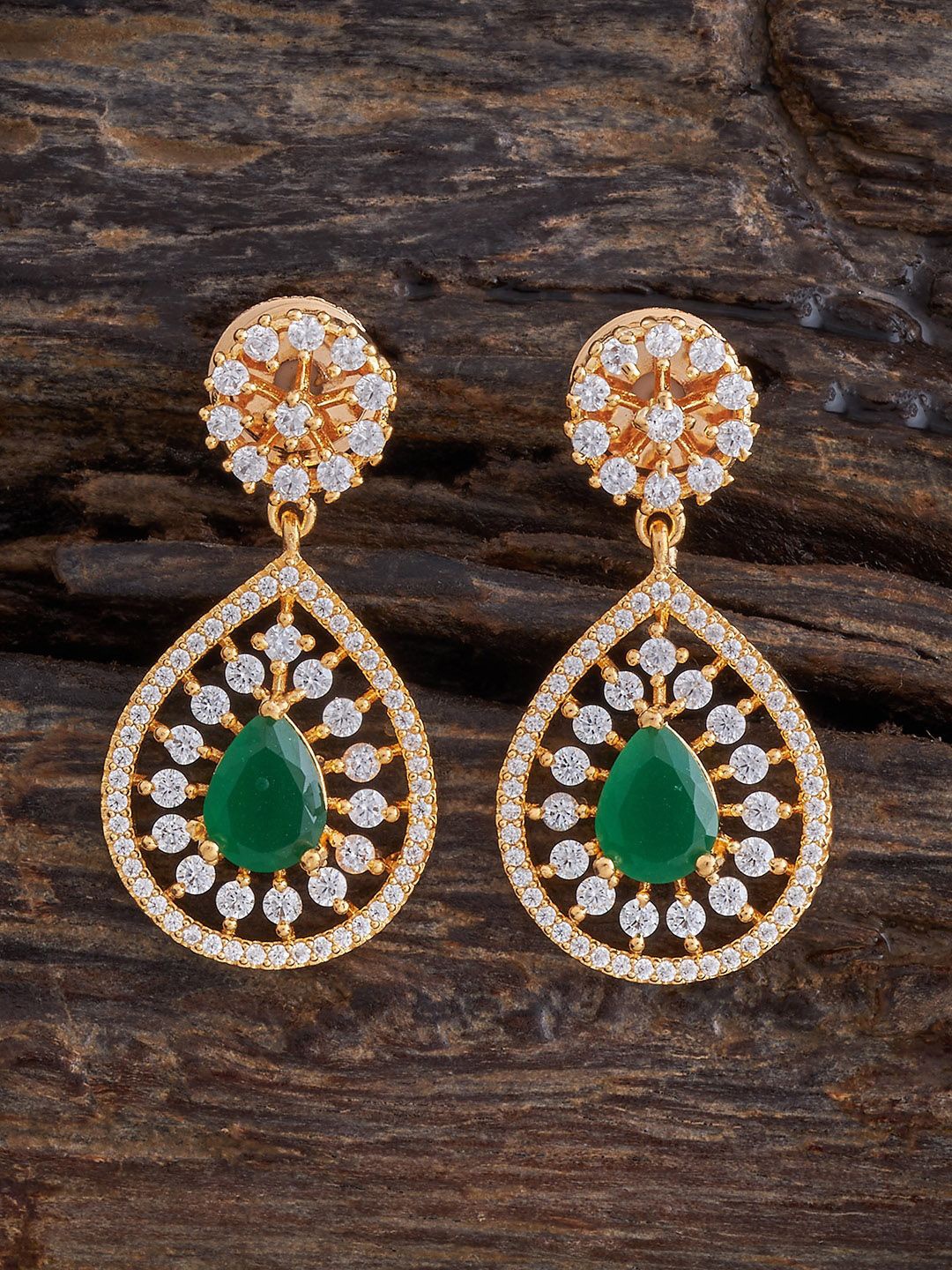 

Kushal's Fashion Jewellery Gold-Plated Contemporary Drop Earrings, Green