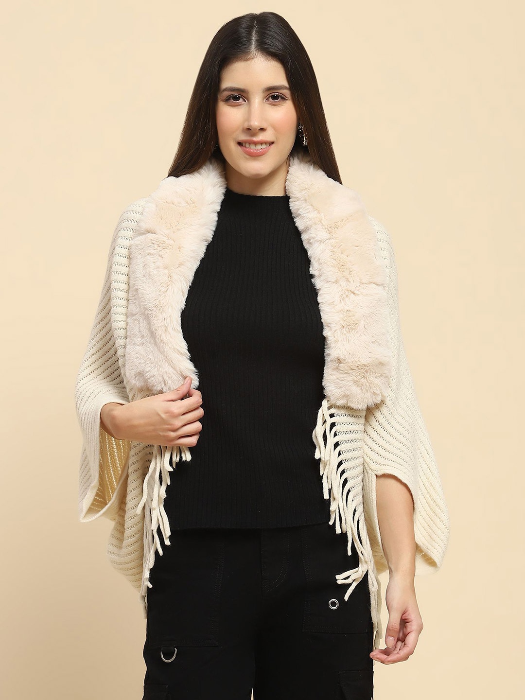 

Global Republic Tasselled Acrylic Shrug, Off white