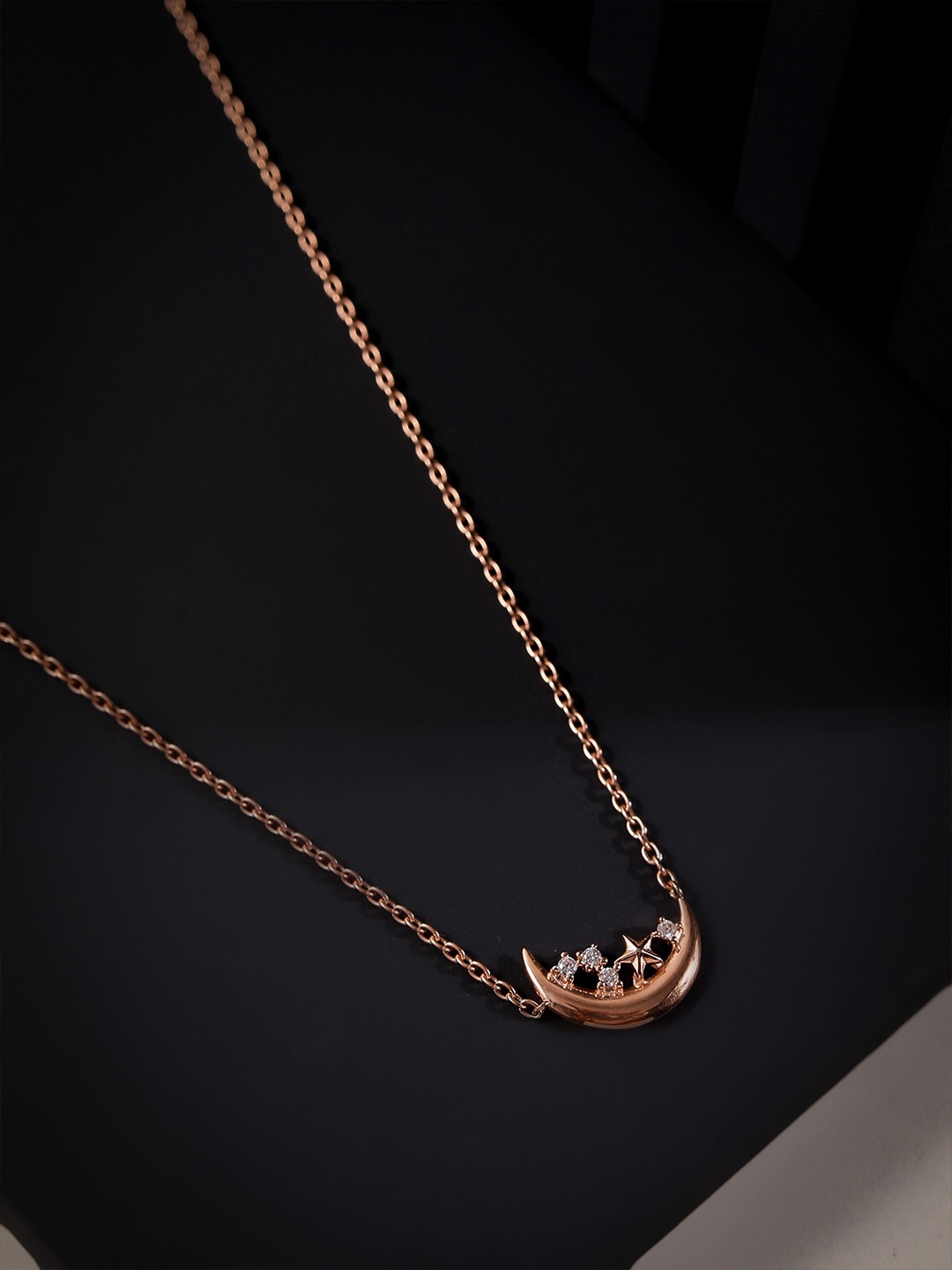 

DIAVO 925 Sterling Silver Rose Gold-Plated Cubic Zirconia Chain