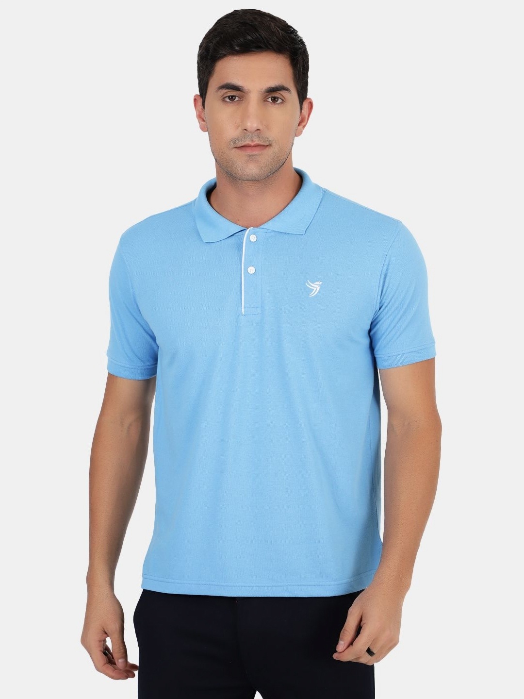 

MENTOOS Men Solid Polo Collar Cotton T-shirt, Blue