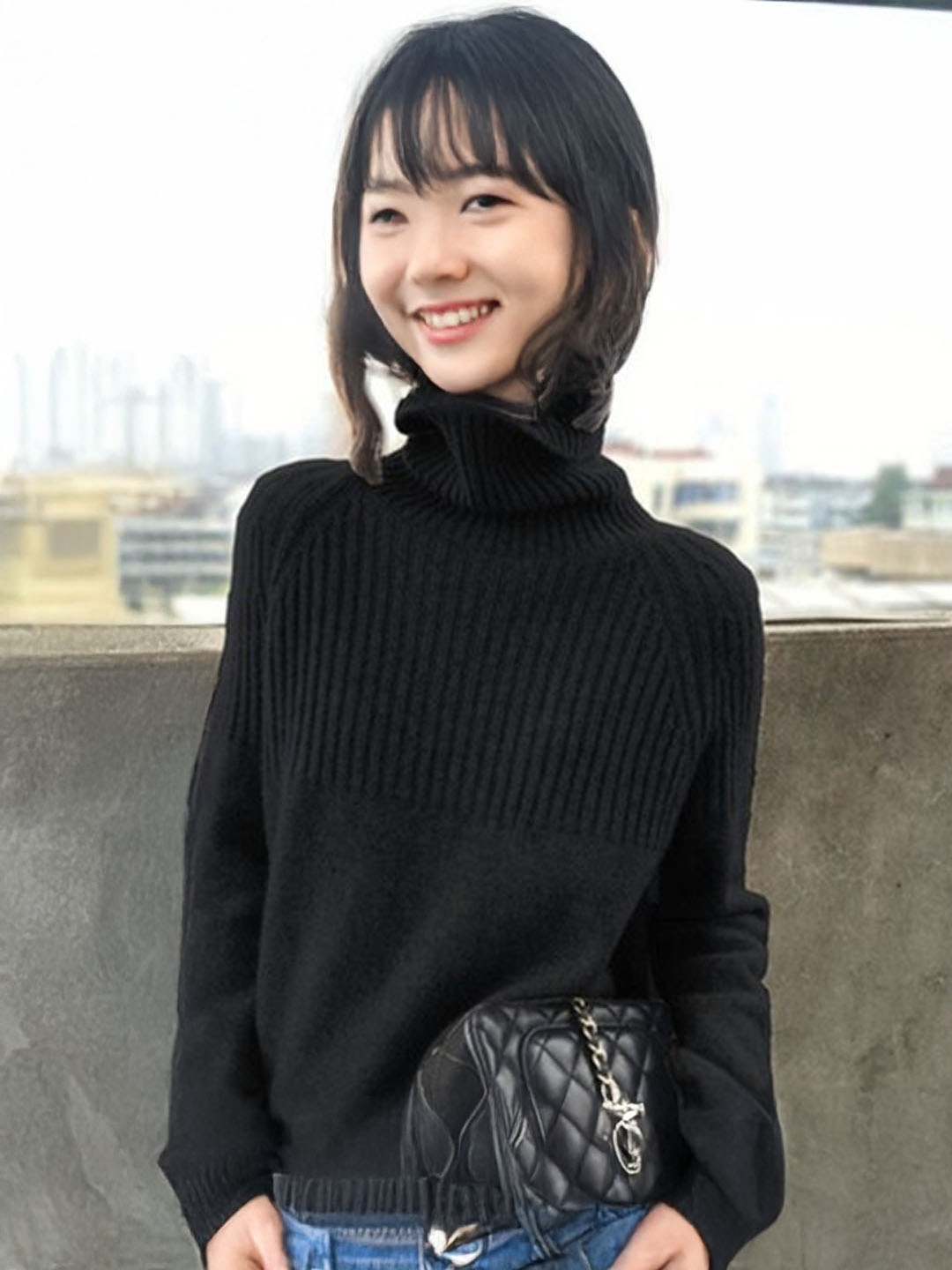 

StyleCast Women Ribbed Pullover, Black