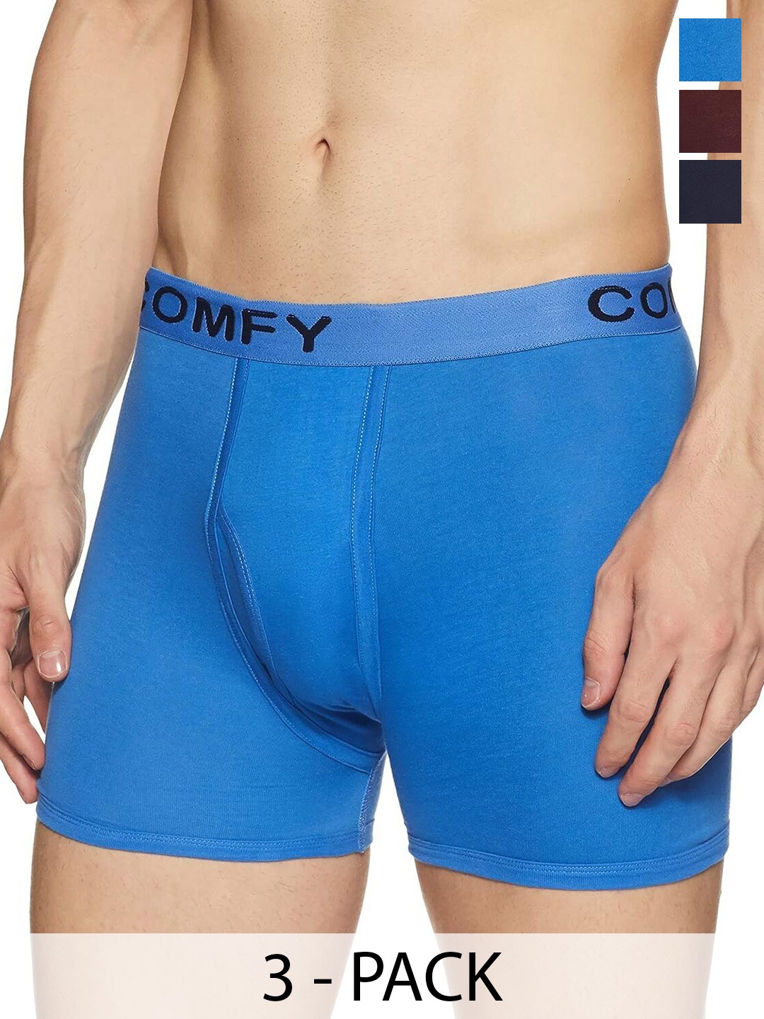 

AMUL COMFY Men Pack Of 3 Assorted Trunks - Comfy-Plain-Trunk-OE-3-100, Blue