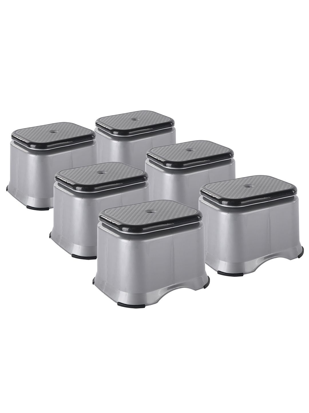 

Kuber Industries Grey & Black 6 Pieces Anti-Slip Bathroom Stools