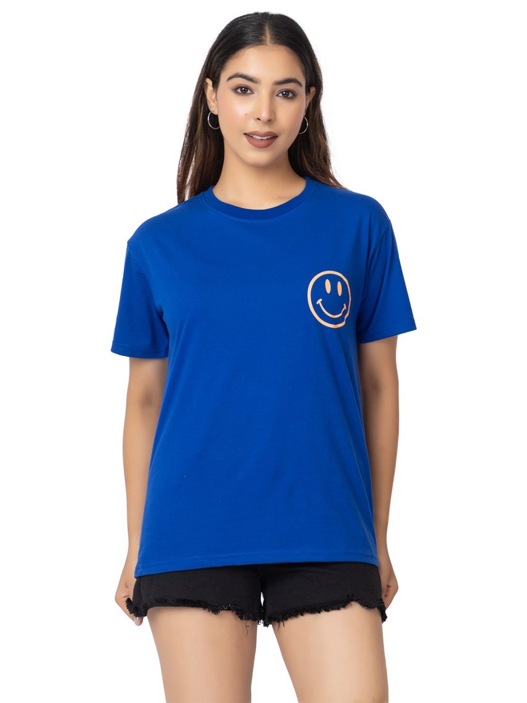 

HILFIRE REGION Women Typography Printed Round Neck Cotton Relaxed Fit T-shirt, Blue