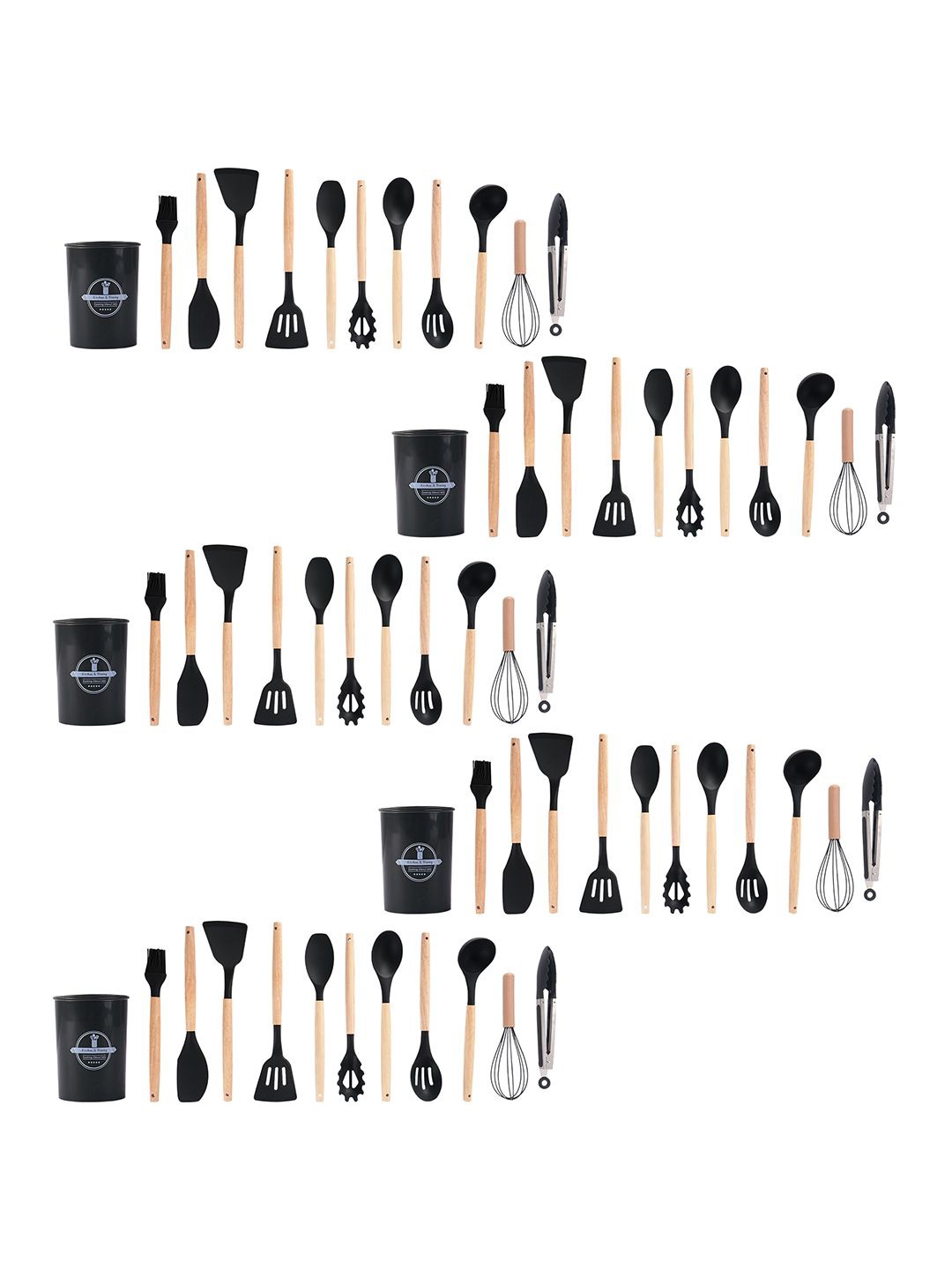 

Kuber Industries Black 60 Pcs (with Holder) Silicone Nonstick Spatula Set