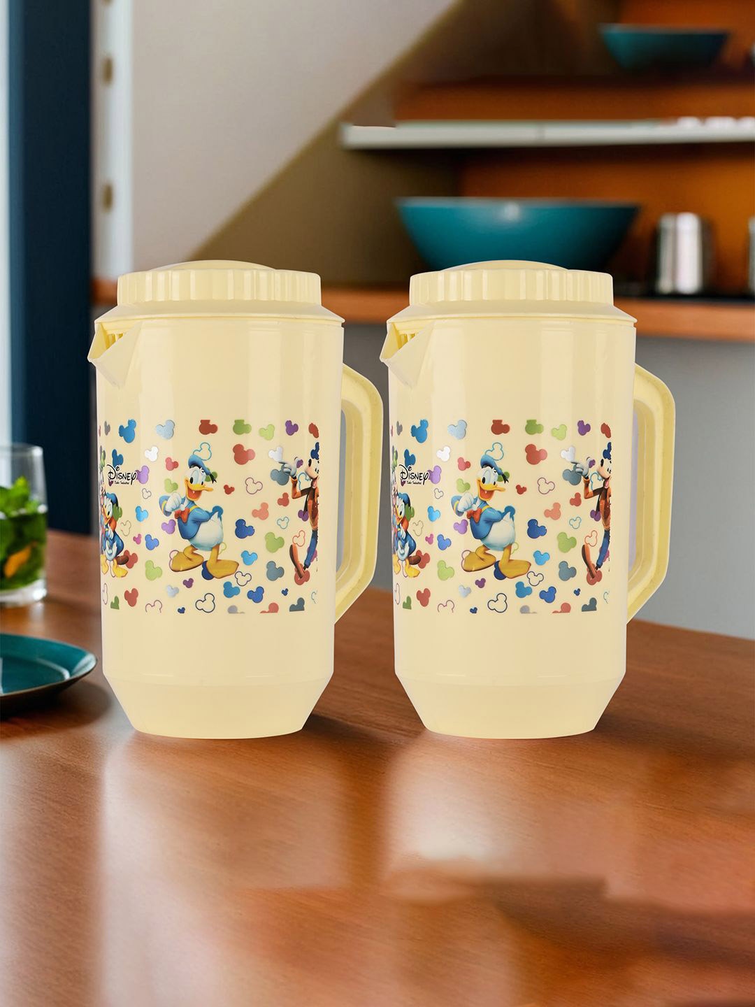 

Kuber Industries Pack of 2 Disney Team Printed Water Jugs 2 L Each, Cream