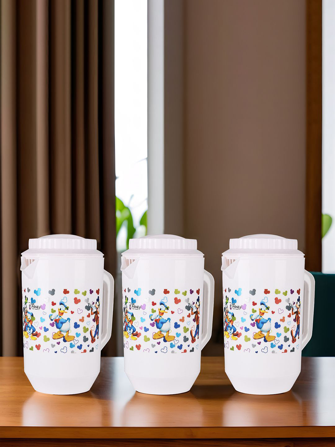 

Kuber Industries Pack of 3 Disney Team Printed Water Jugs 2 L Each, White