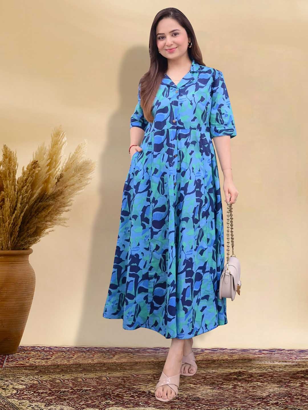 

BAESD Floral Print Applique Fit & Flare Dress, Multi