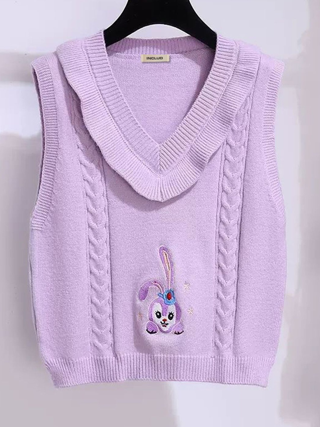 

INCLUD Girls Cable Knit Sweater Vest, Lavender