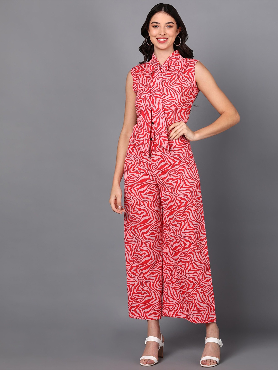 

all about you Women Printed Basic Jumpsuit, Red