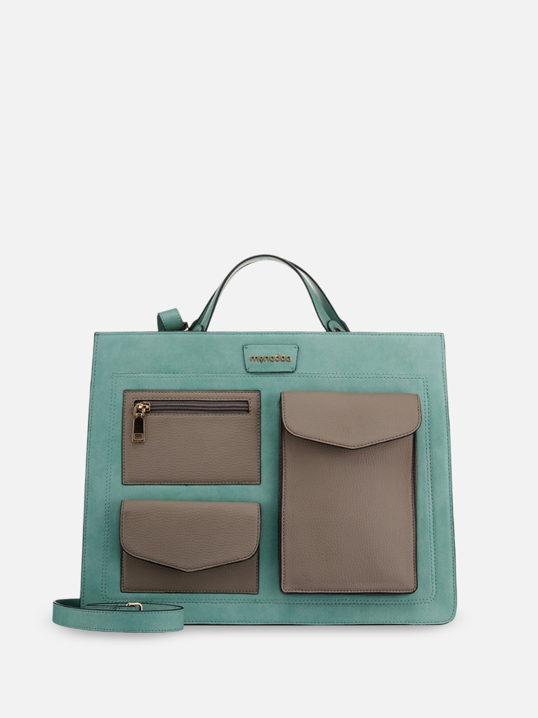 

Monadaa Women Structured Solid Handheld Bag, Turquoise blue
