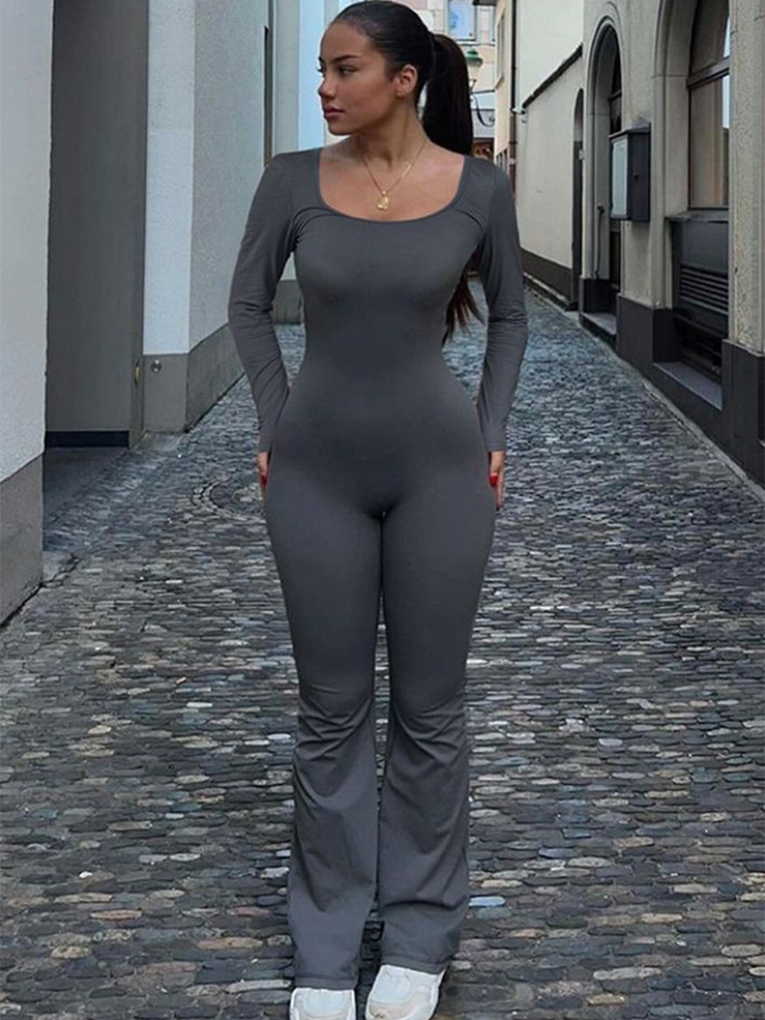 

LULU & SKY Women Basic Jumpsuit, Grey