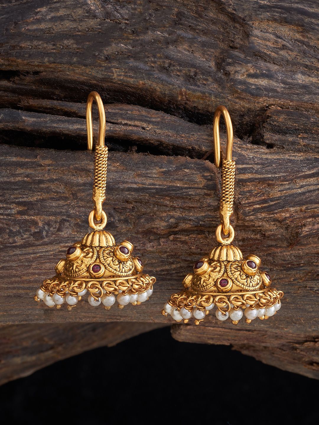 

Kushal's Fashion Jewellery 92.5 Pure Silver Gold Plated Dome Shaped Jhumkas