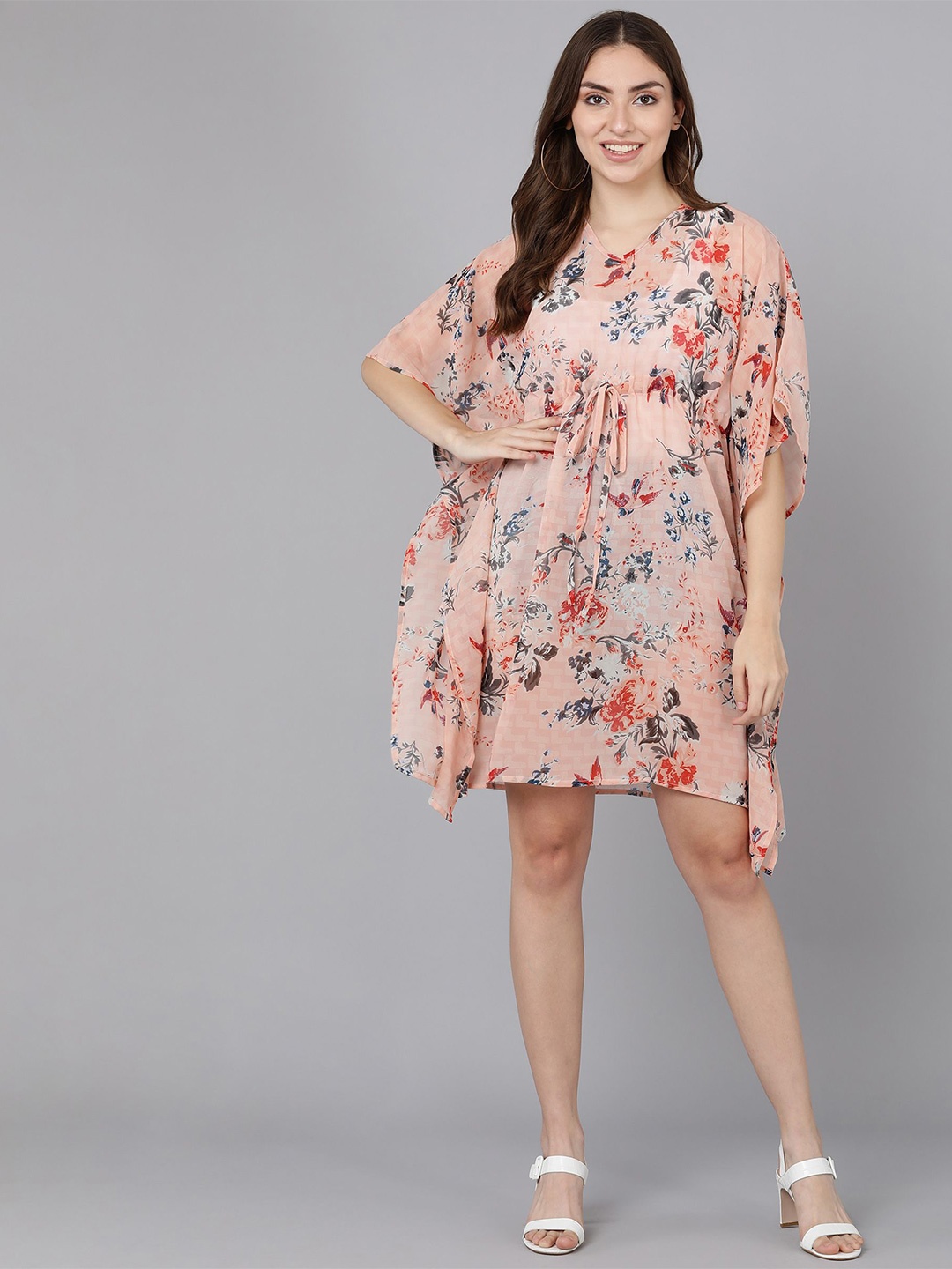 

all about you Women Floral Printed V-Neck Kaftan Dress, Pink