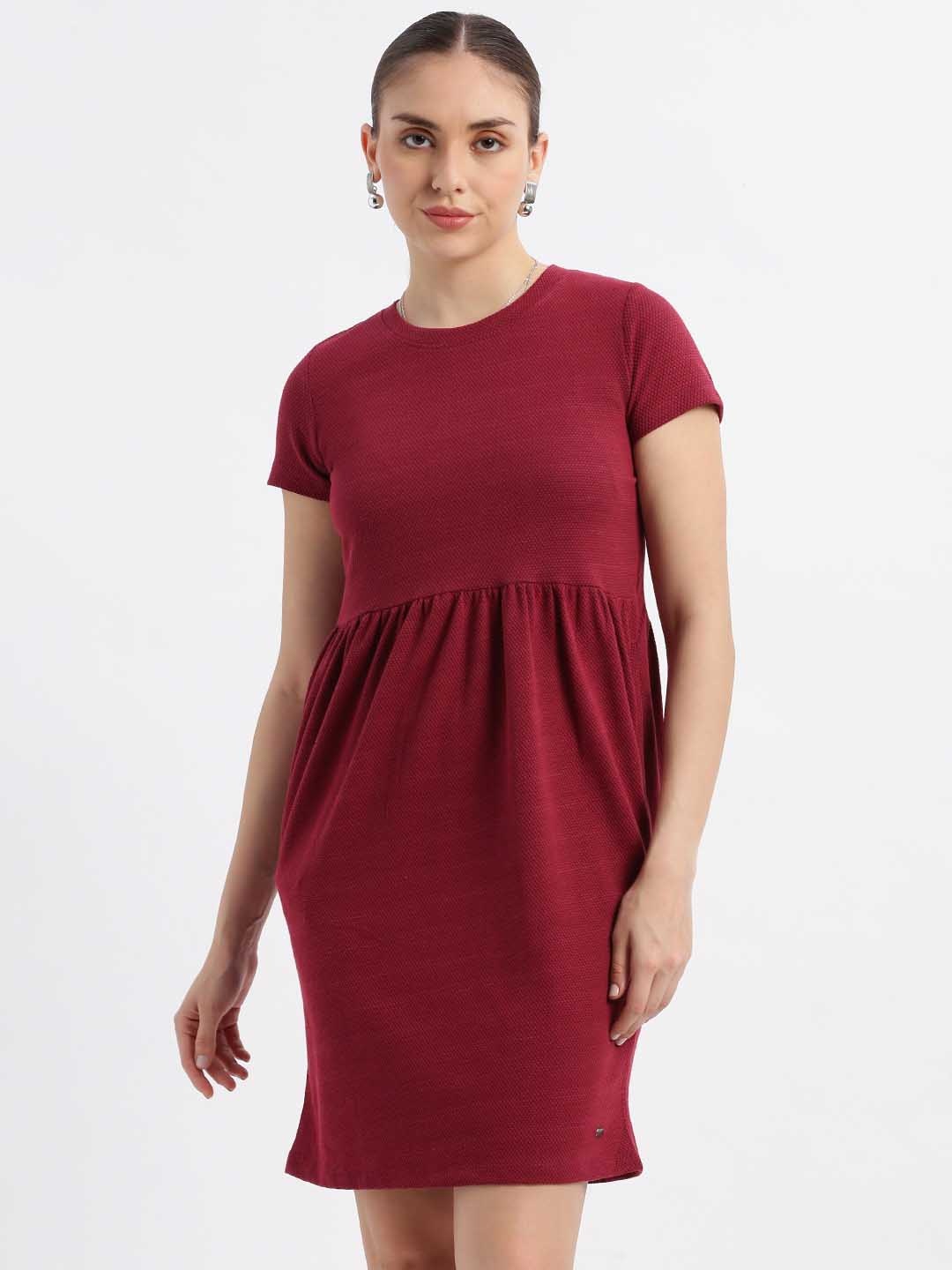 

Grit and Flair Women Fit - Flare Dress, Maroon