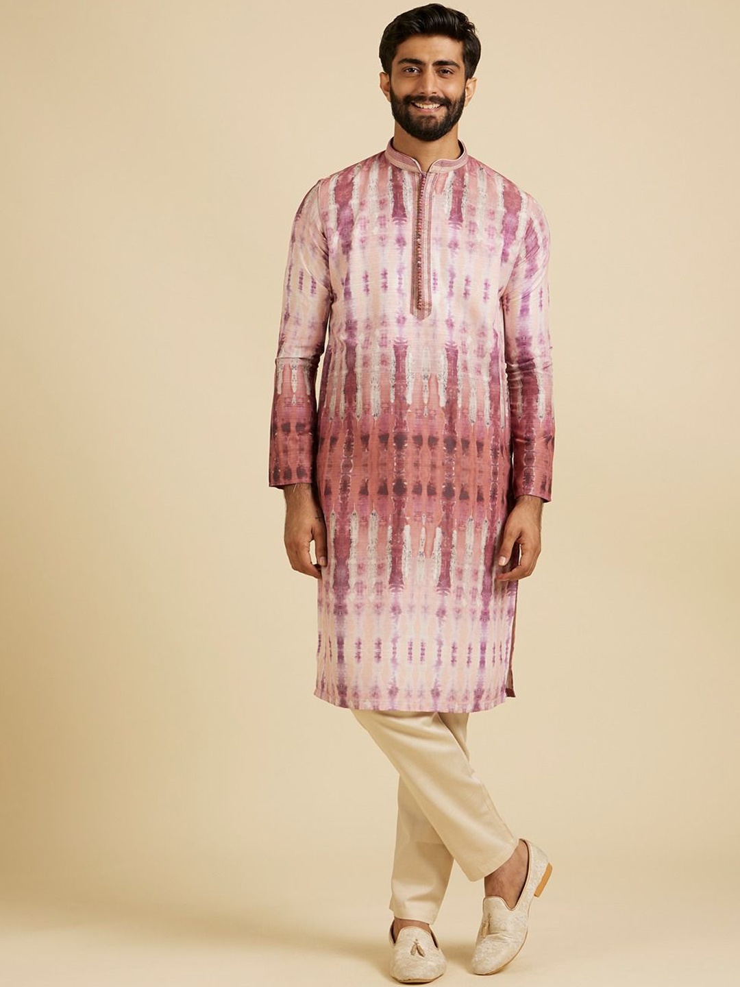 

Manyavar Ombre Printed Straight Kurta With Pyjamas, Pink