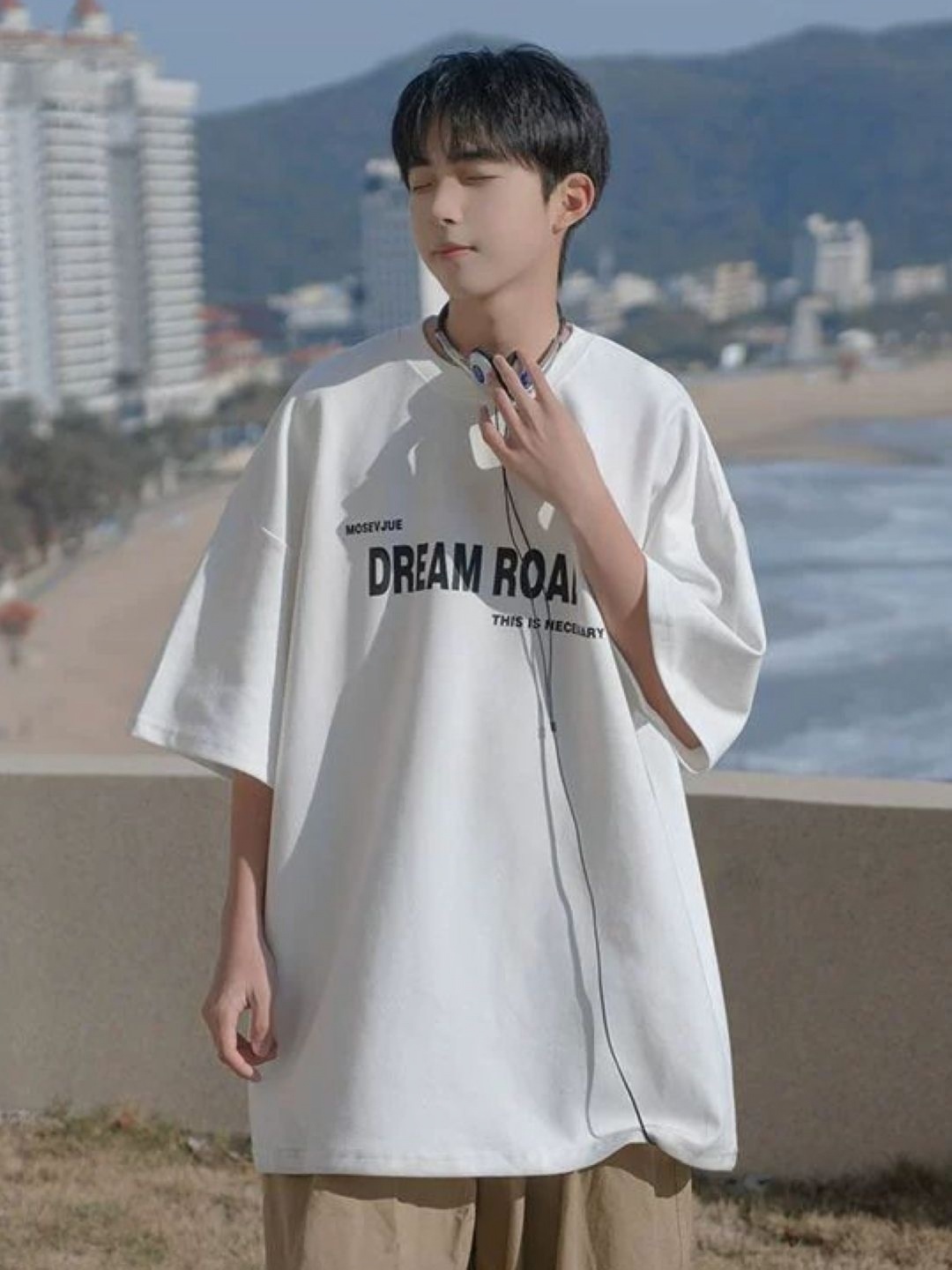 

HERE&NOW Men Typography Printed Round Neck Cotton Oversized T-shirt, White