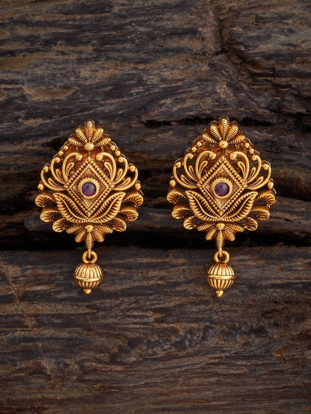 

Kushal's Fashion Jewellery Gold Plated Teardrop Shaped Studs, Red