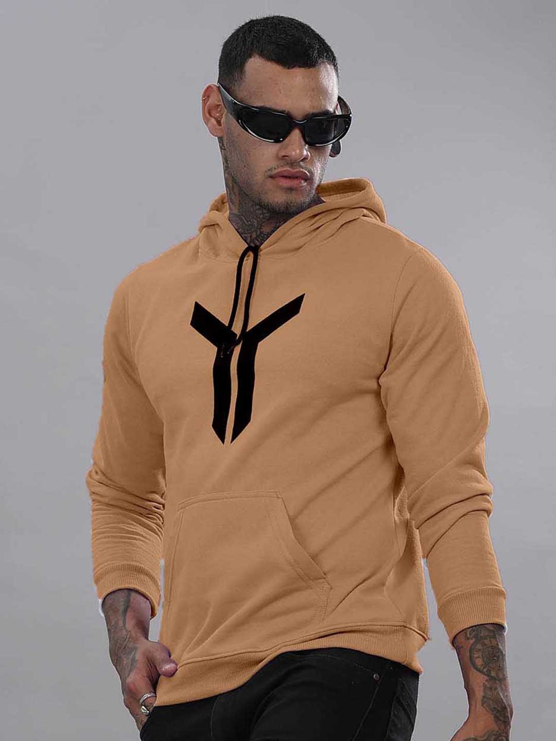 

STI Men Graphic Printed Hooded Sweatshirt, Orange