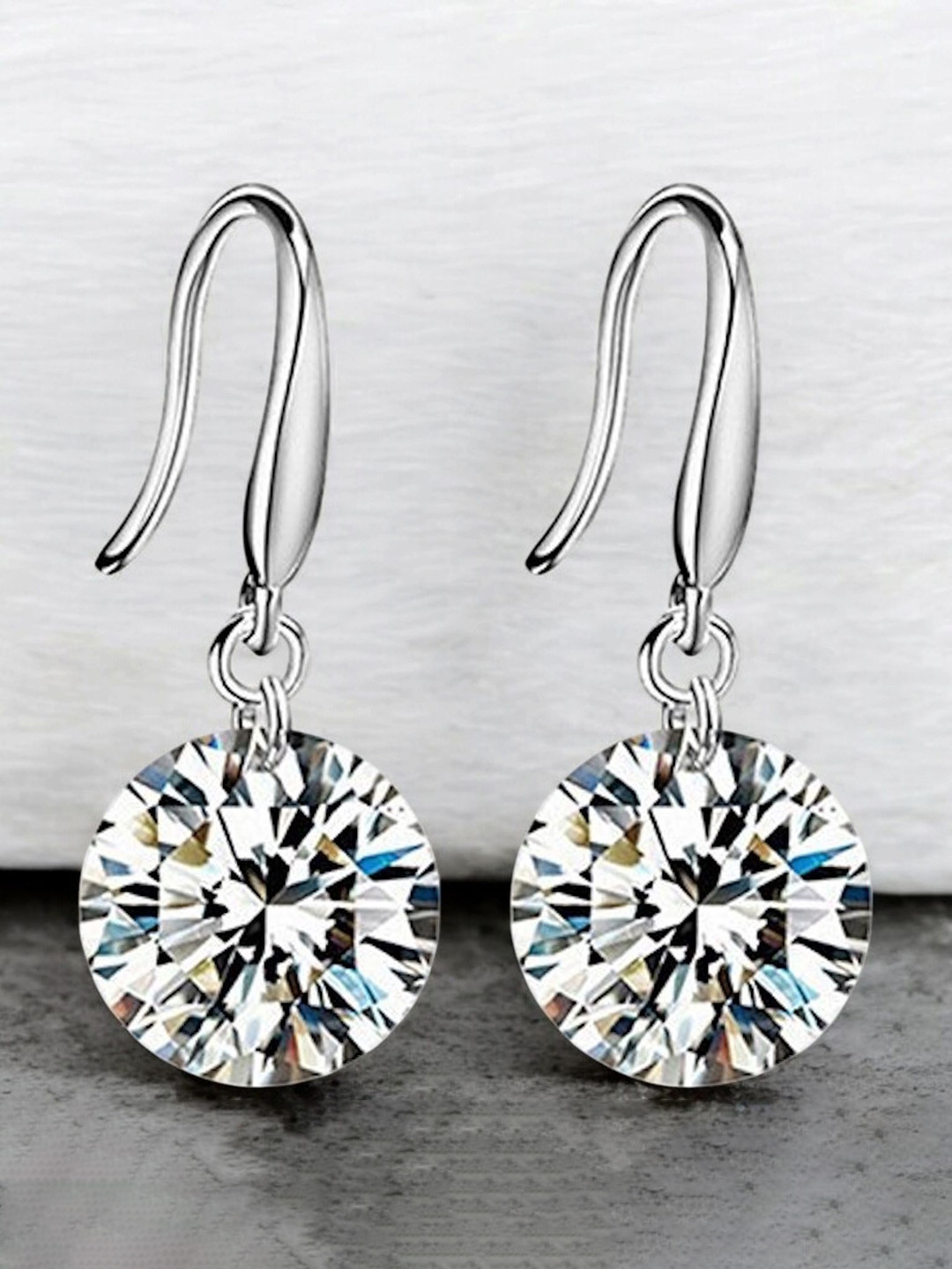 

Nilu's Collection Set of 2 Silver & Gold-Plated CZ Stone Studded Lightweight Drop Earrings