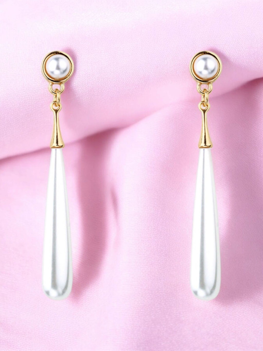 

Nilu's Collection Silver-Plated Contemporary Cubic Zirconia Drop Earrings, White