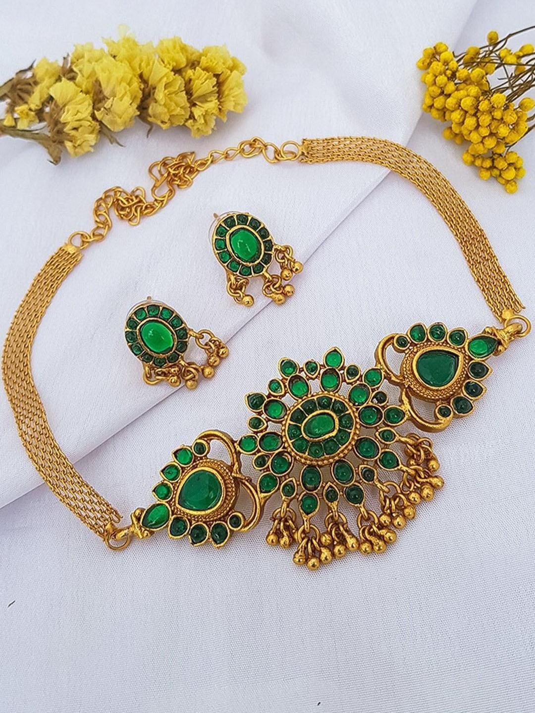 

GRIIHAM AD Studded & Beaded Jewellery Set, Gold