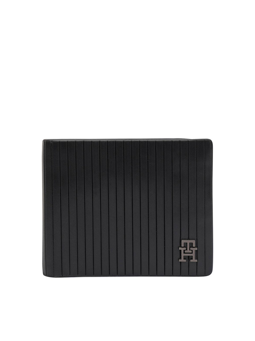 

Tommy Hilfiger Men Woven Design Leather Two Fold Wallet, Black