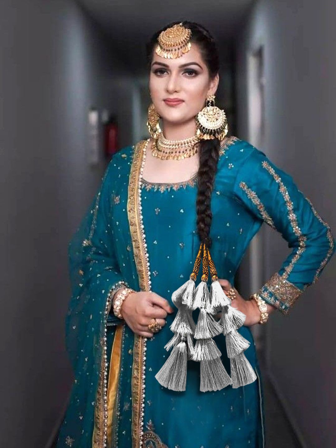 

VAGHBHATT Women Embellished Hair Accessory Set of, Silver