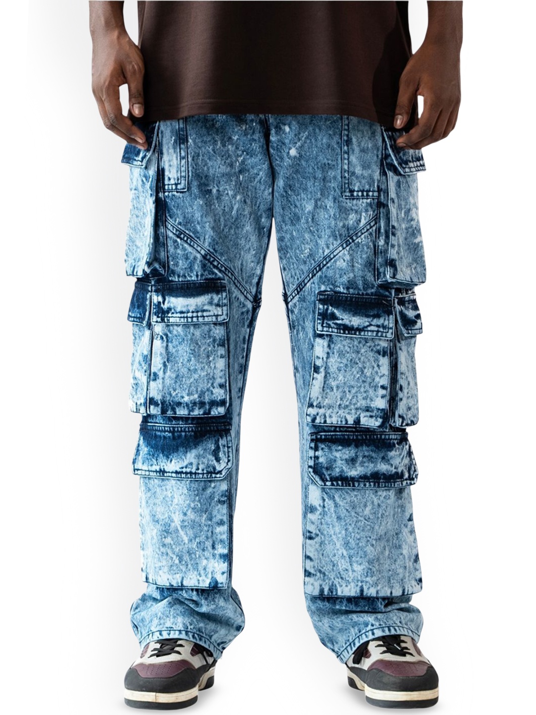 

Bad and Boujee Unisex Relaxed Fit Highly Distressed Heavy Fade Stretchable Jeans, Blue