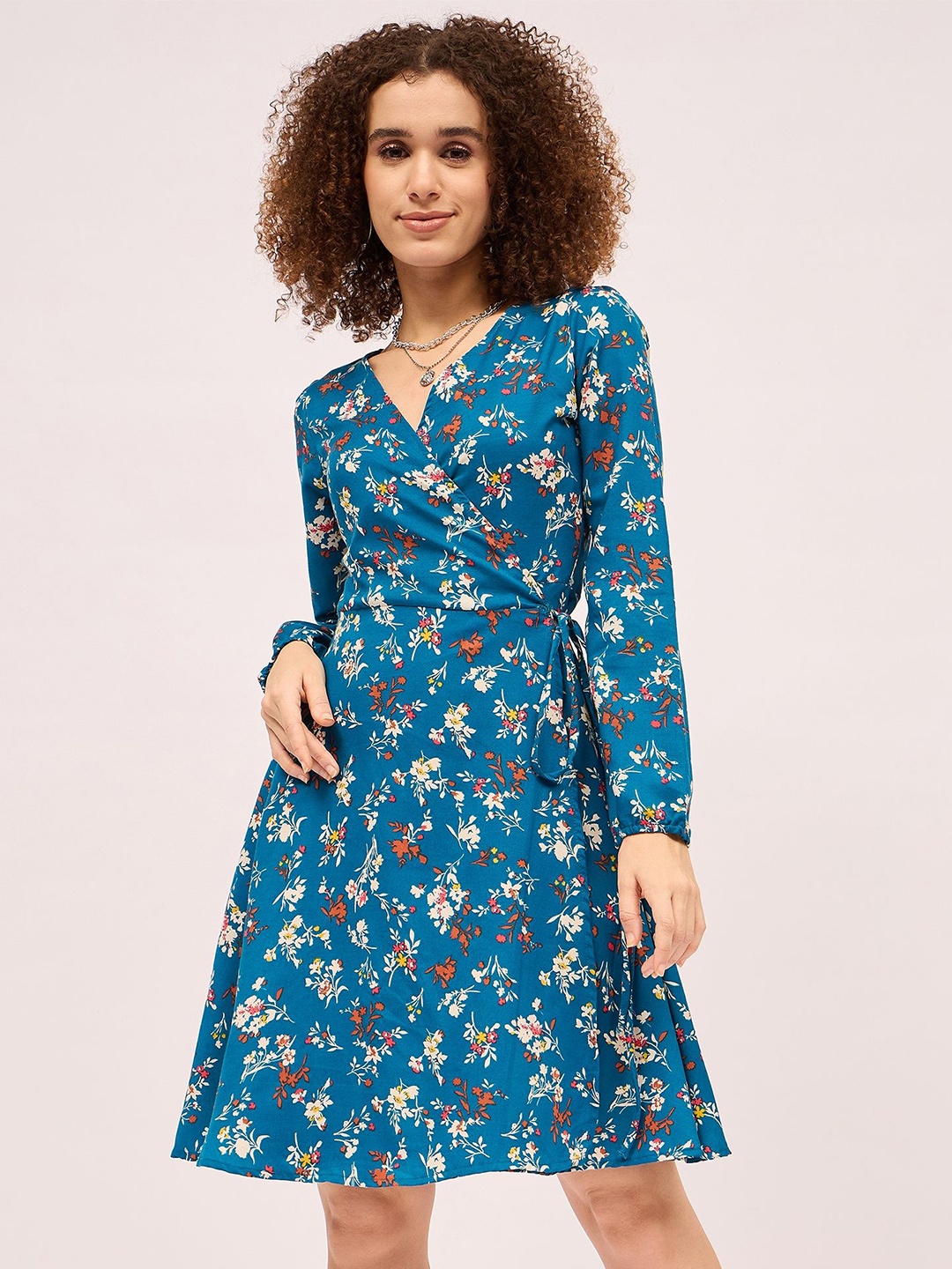 

Mayra Floral Printed Cotton Wrap Dress, Blue