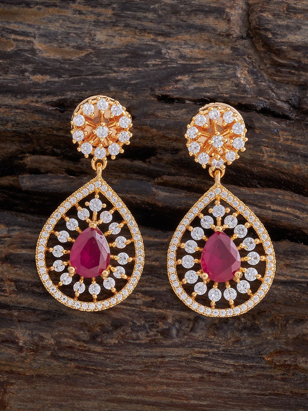 

Kushal's Fashion Jewellery Circular Drop Earrings, Red