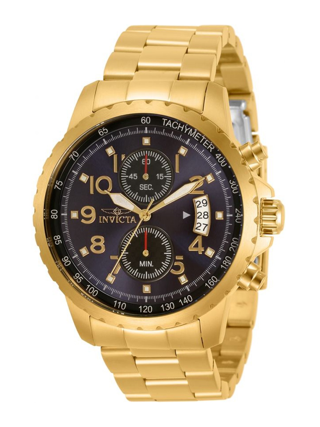 

Invicta Men Textured Dial & Bracelet Style Straps Reset Time Analogue Watch 13785, Navy blue