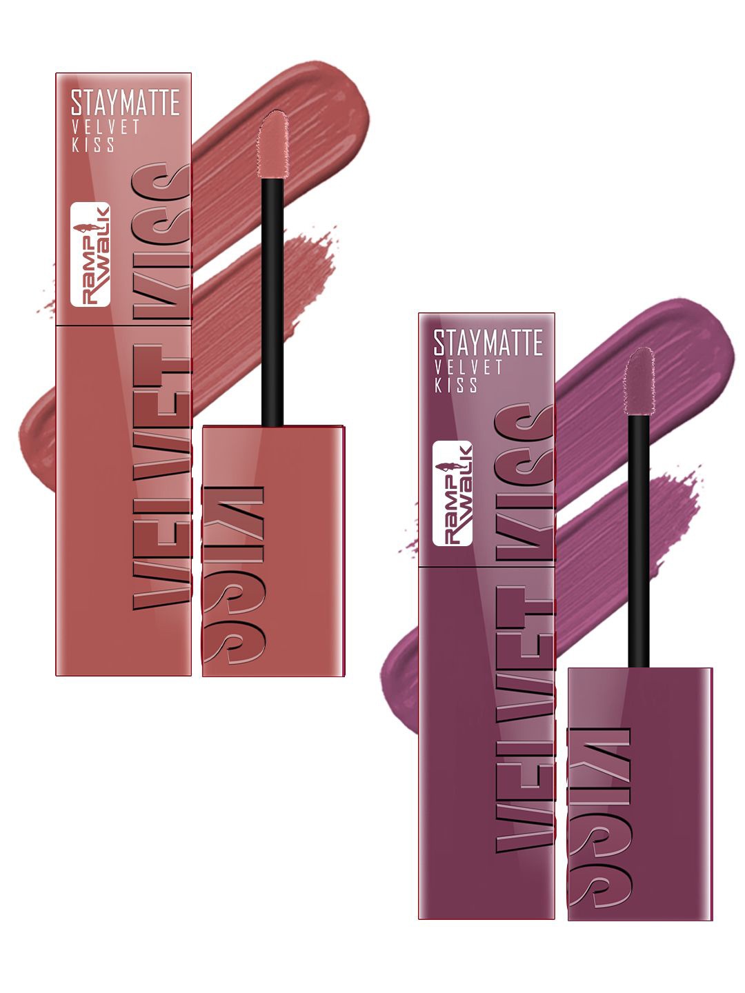 

Ramp Walk Set Of 2 Velvet Kiss Liquid Lipstick - 3.5 ml Each - Nude 05 - Dark Mauve 06