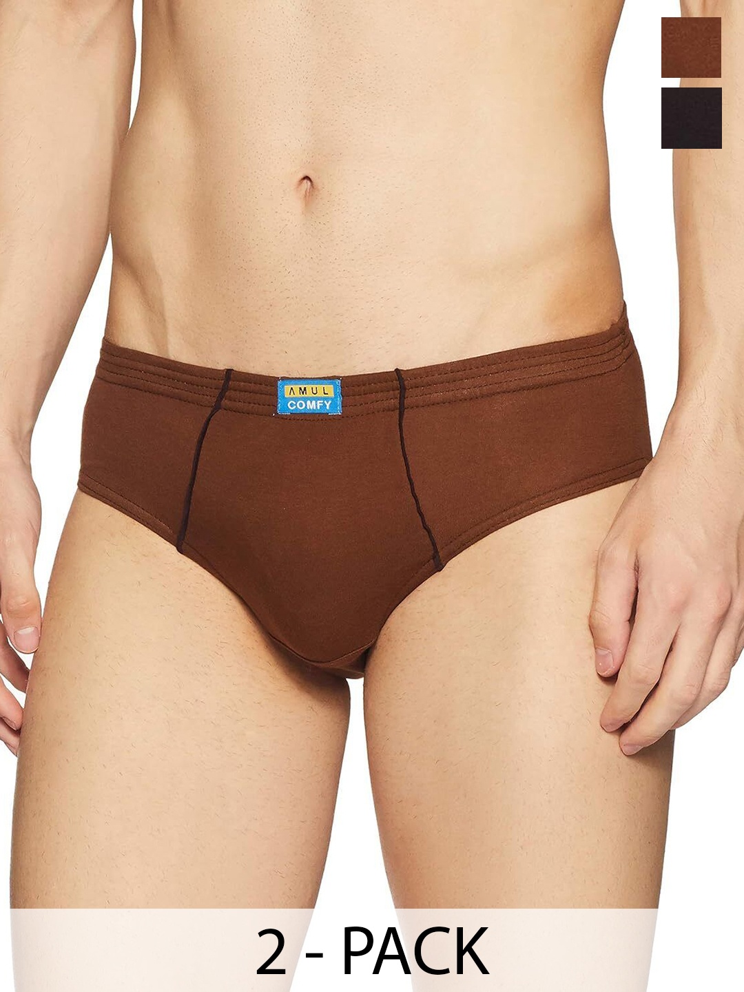 

AMUL COMFY Men Pack Of 2 Mid Rise Hipster Cotton Briefs Comfy-Brief-IE-2-75, Blue