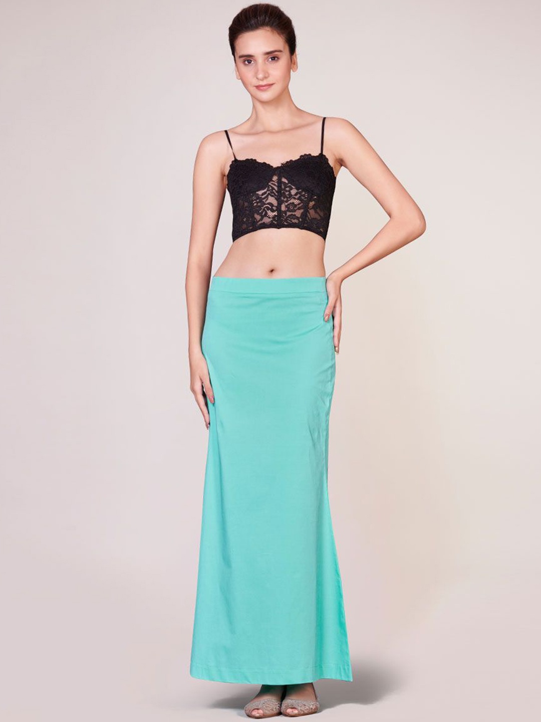 

I AM BY DOLLY JAIN D'coat Simple Petticoat Saree Shapewear, Blue