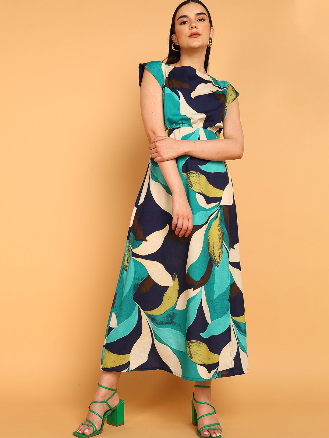 

DressBerry Women Tropical Printed Linen Maxi Dress, Multi