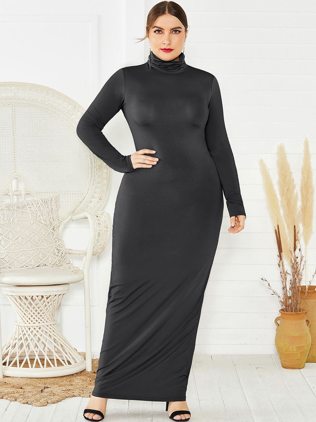 

StyleCast Curve Women Long Sleeves Maxi Dress, Black