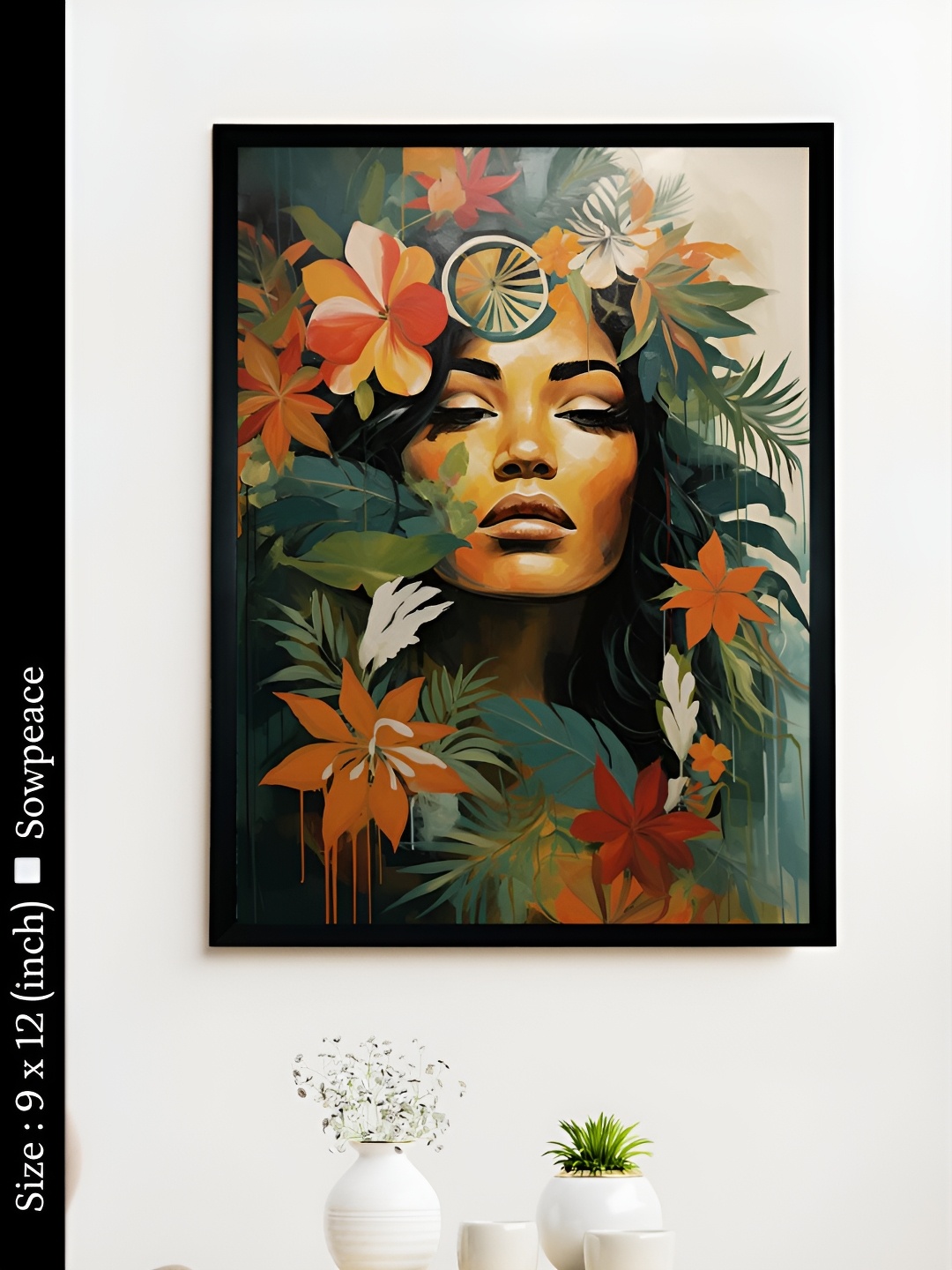 

SOWPEACE Green & Orange 1 Piece Canvas Abstract Wall Photographs
