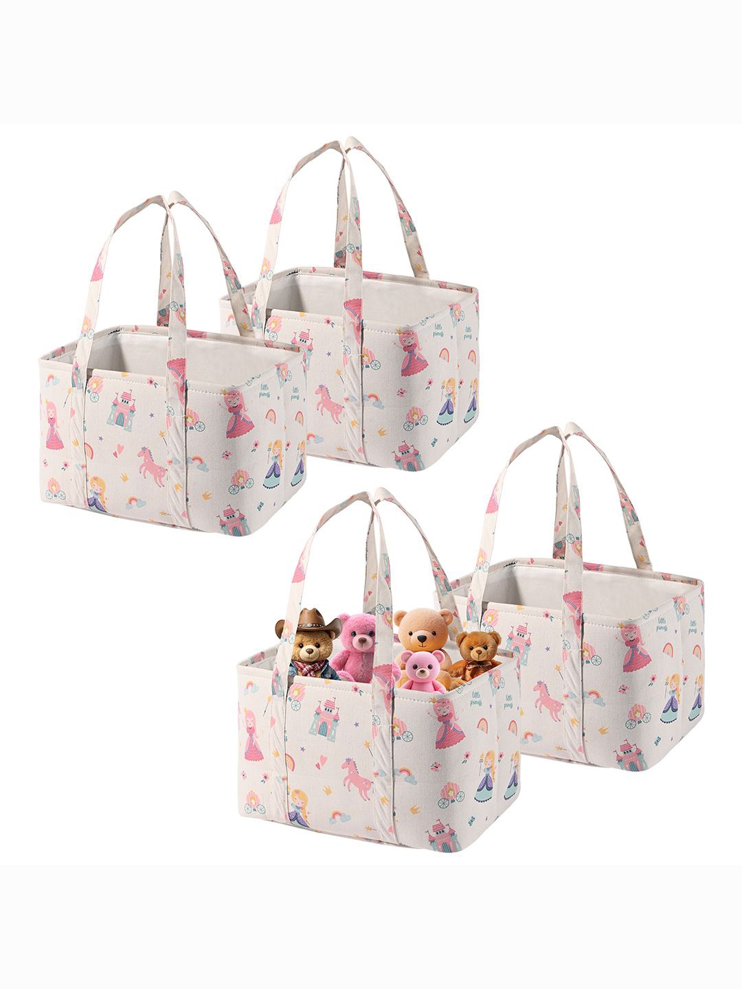 

Kuber Industries Cream-Coloured Set of 4 Regular Tote Basket Organisers