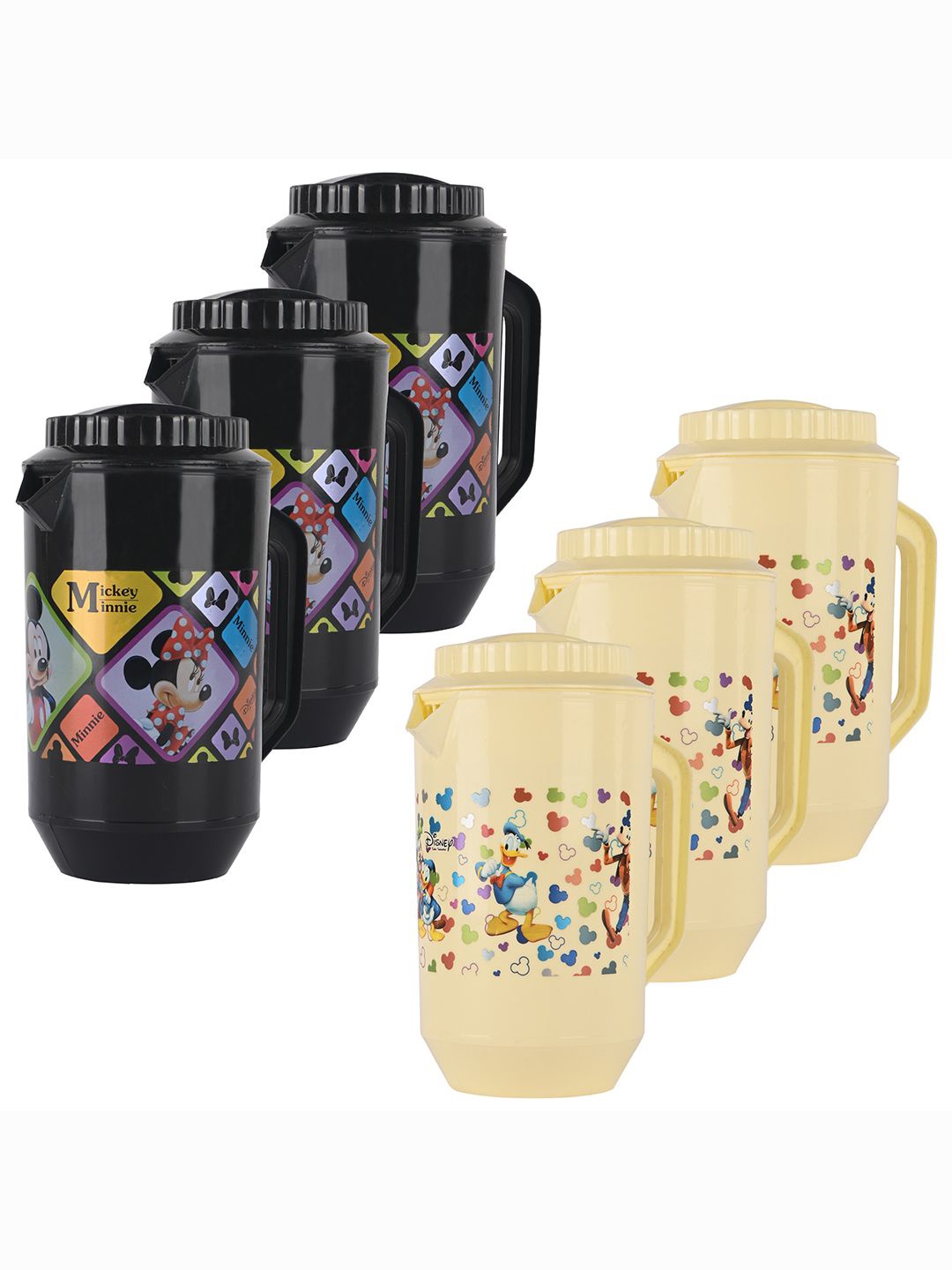 

Kuber Industries Black & Cream-Coloured 6 Pieces Printed Water Jugs-2L